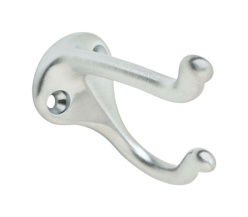 Ives Medium Satin Chrome Brass 1-1/4 in. L Coat/Hat Hook 35 lb