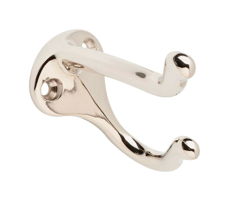 Ives Medium Bright Chrome Solid Brass 1-1/4 in. L Coat/Hat Hook 35 lb