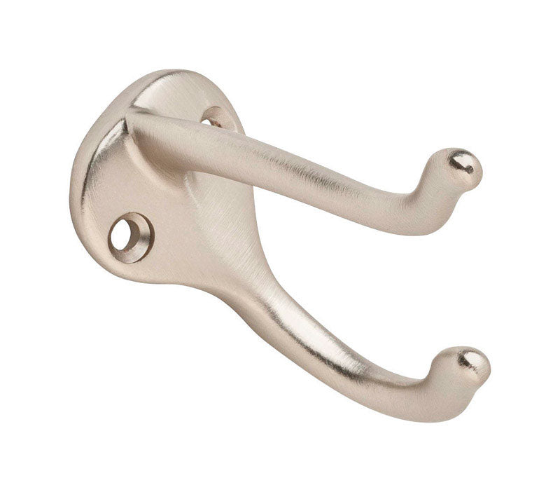 Ives Medium Satin Nickel Aluminum 1-1/4 in. L Coat/Hat Hook 35 lb