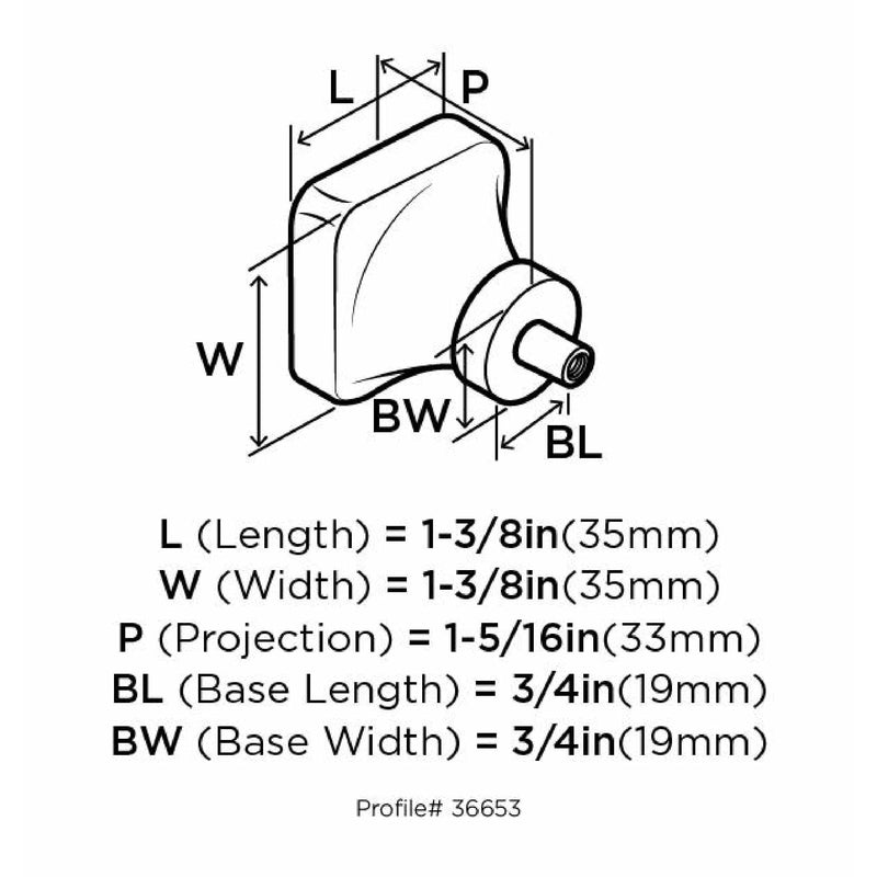 Amerock Glacio Transitional Square Cabinet Knob 1-5/16 in. Polished Nickel