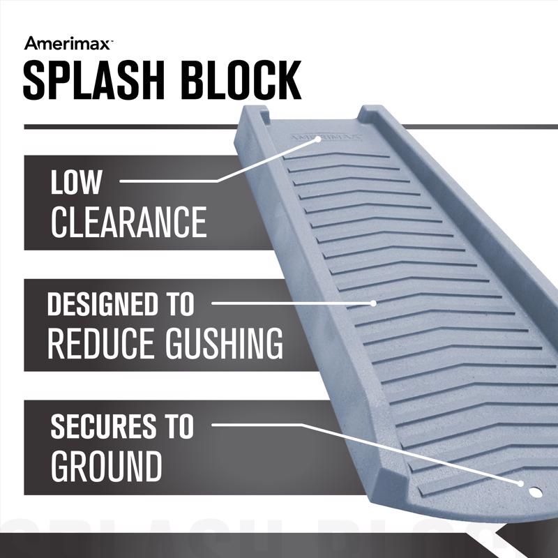 Amerimax 2.5 in. H X 11.5 in. W X 24 in. L Slate Vinyl Splash Block