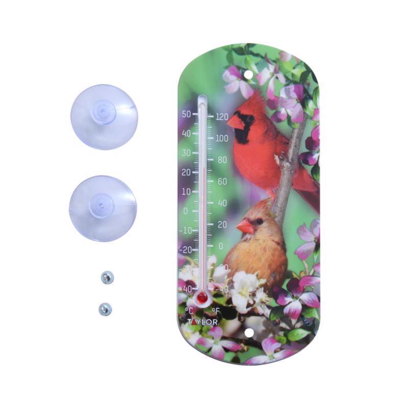 Taylor Bird Design Tube Thermometer Plastic Multicolored 8 in.
