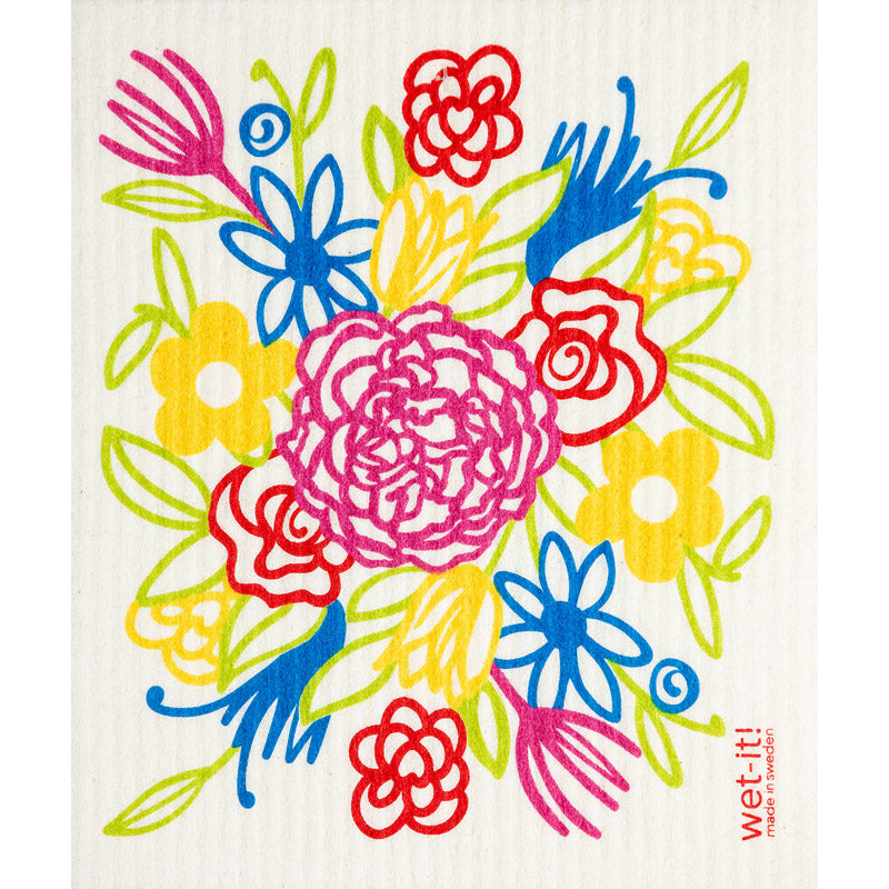 wet-it! Multicolored Cotton Flower Bouquet Dish Cloth