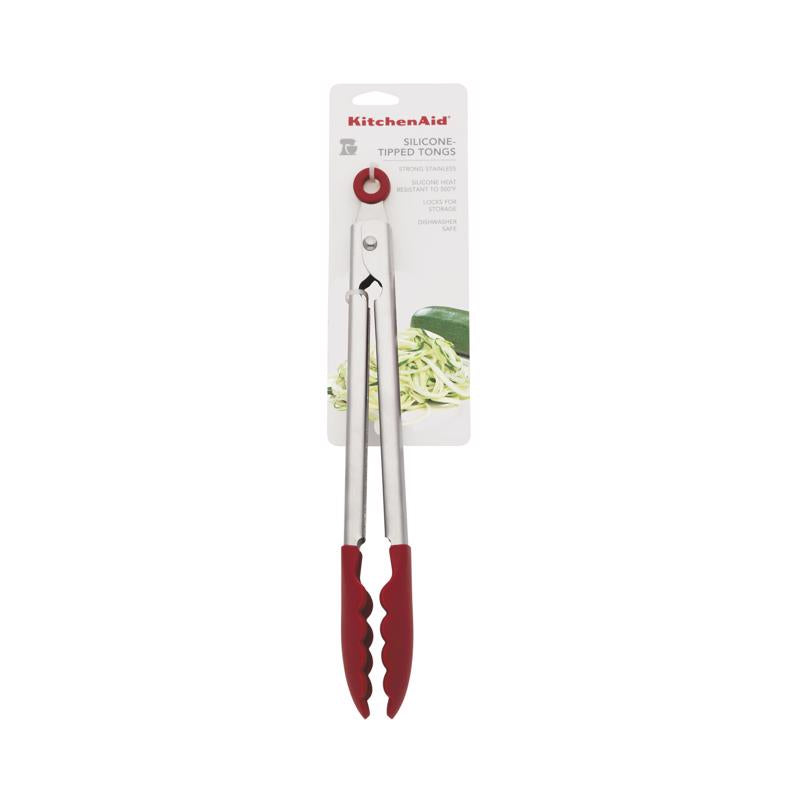 KitchenAid Silver/Red Silicone/Stainless Steel Tip Tongs