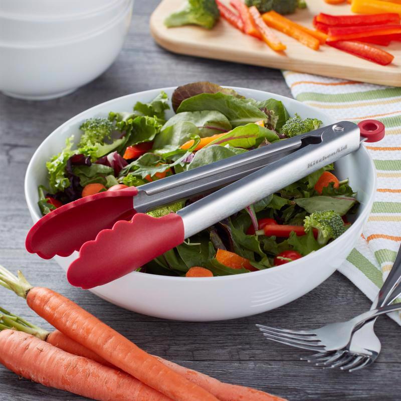 KitchenAid Silver/Red Silicone/Stainless Steel Tip Tongs