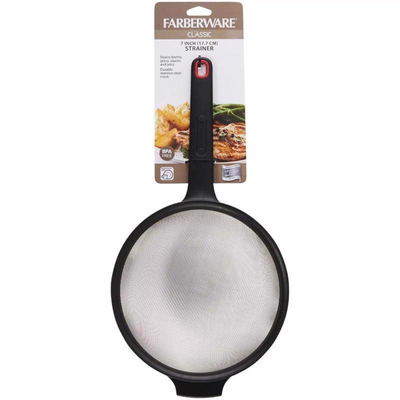 Farberware Black/Silver Plastic/Stainless Steel Strainer