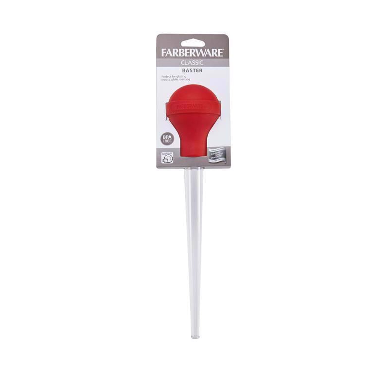 Farberware Red/Clear Plastic/Rubber/Silicone Baster