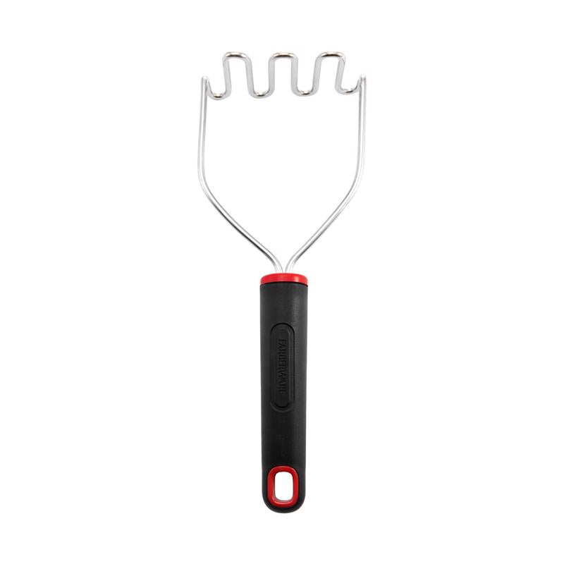 Farberware Black/Silver Plastic/Stainless Steel Potato Masher