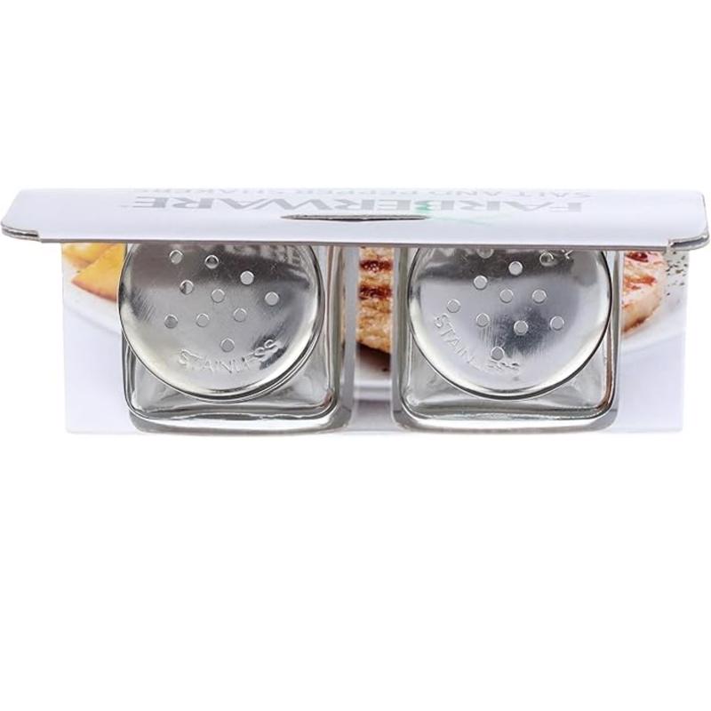 Farberware Clear Glass/Stainless Steel Salt and Pepper Shakers