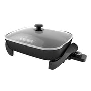 Black+Decker Glass/Stainless Steel Electric Skillet Black/Silver