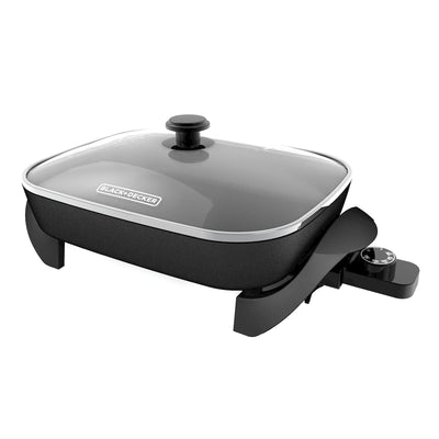 Black+Decker Glass/Stainless Steel Electric Skillet Black/Silver