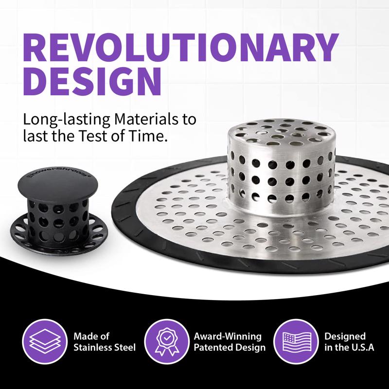 ShowerShroom Ultra Edition Brushed Stainless Steel Drain Protector