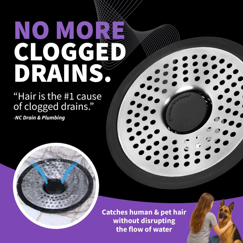 ShowerShroom Ultra Edition Brushed Stainless Steel Drain Protector