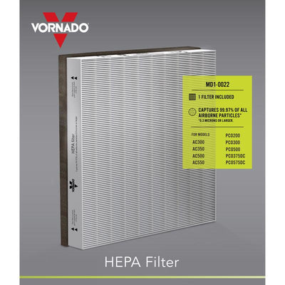 Vornado AC350/AC550, PCO375DC/PCO575DC 12 in. H X 10 in. W Rectangular HEPA Air Purifier Filter