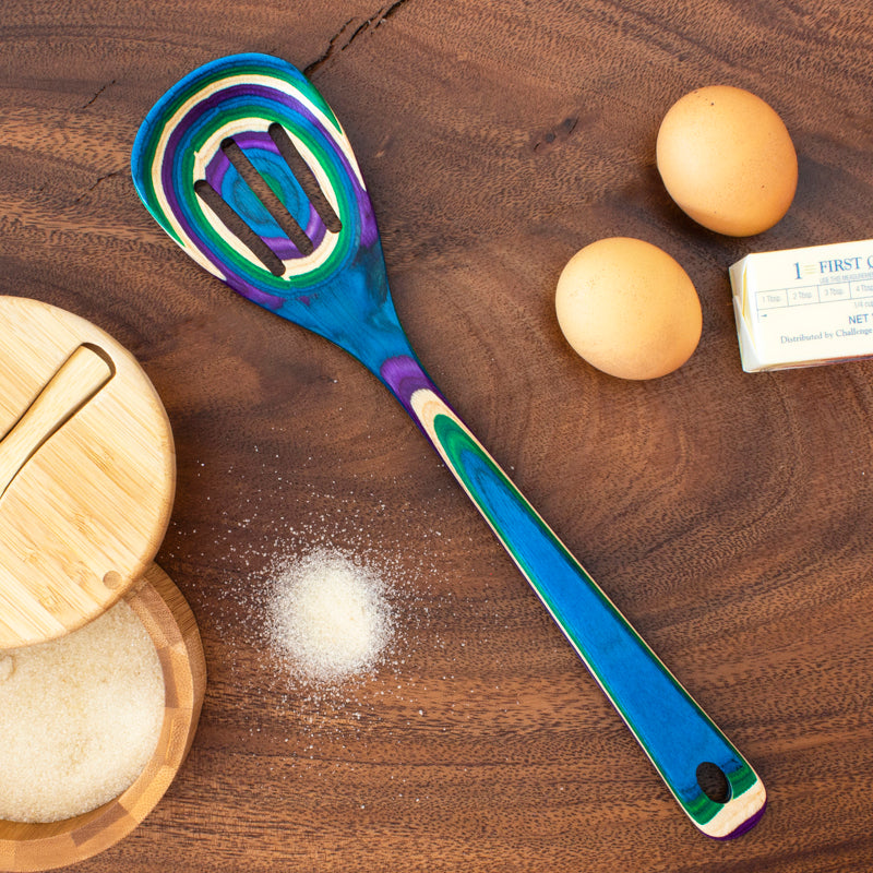 Totally Bamboo Baltique Multicolored Birch Wood Slotted Spoon