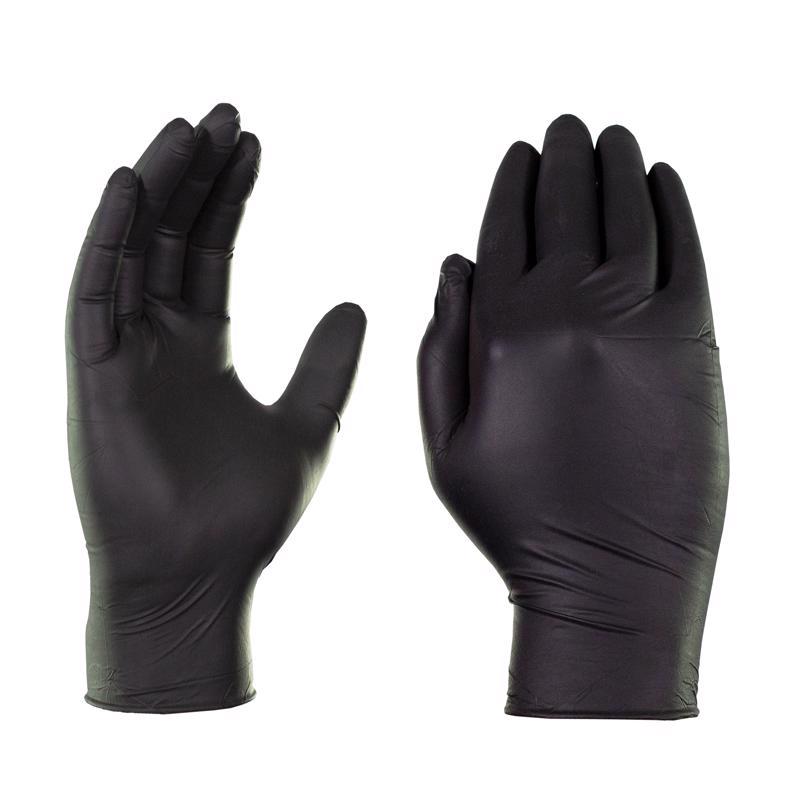Ammex Gloveworks Nitrile Disposable Exam Gloves Medium Black Powder Free 100 pc