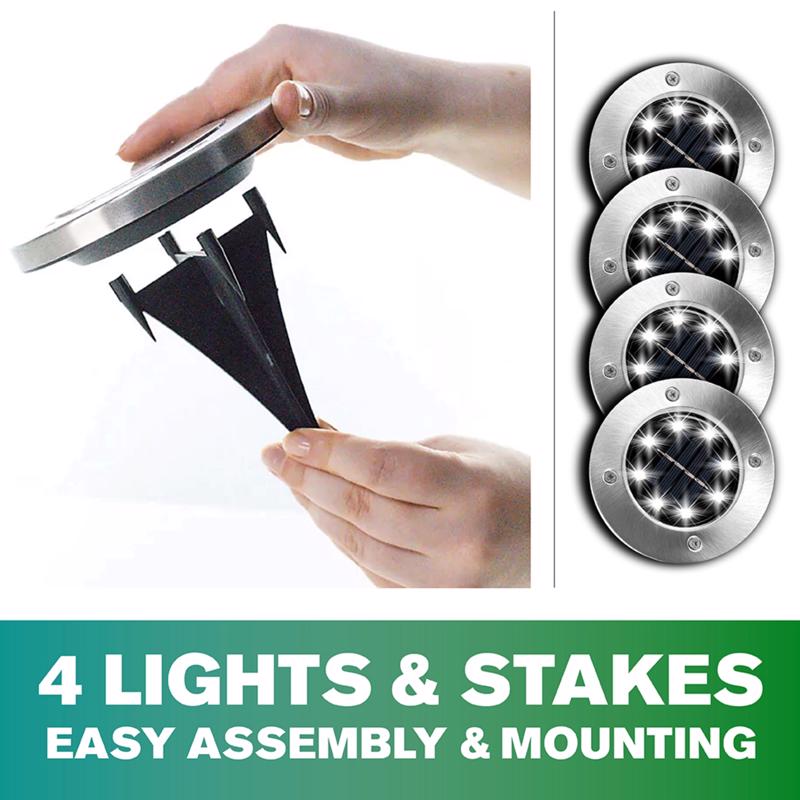 Bell & Howell Disk Lights Deluxe Solar Powered 3.75 W LED Garden Light 4 pk