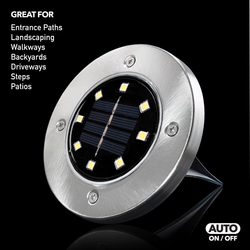 Bell & Howell Disk Lights Deluxe Solar Powered 3.75 W LED Garden Light 4 pk