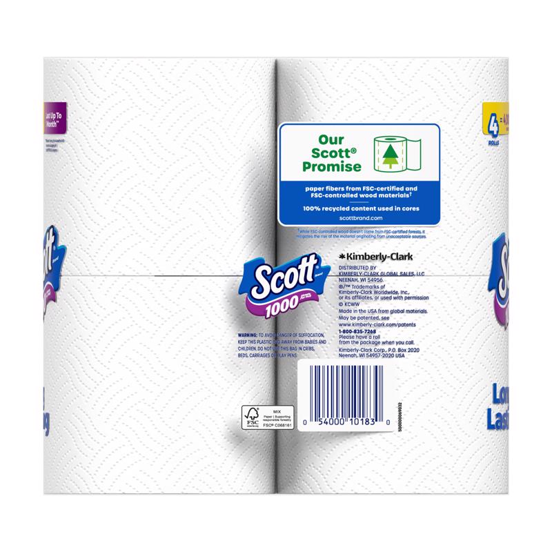 Scott Toilet Paper 4 Rolls 1000 sheet 4 in.