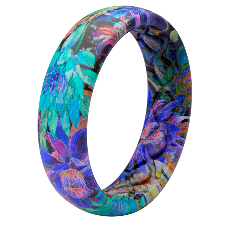 Groove Life Women's Thin Aspire Twilight Blossom Round Multicolored Ring Silicone Water Resistant Si