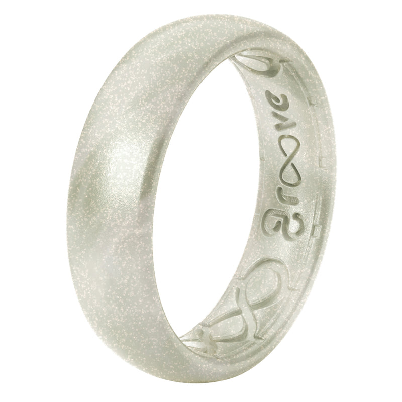 Groove Life Womens Thin Solid Pearl Round White Ring Silicone Water Resistant Size 7