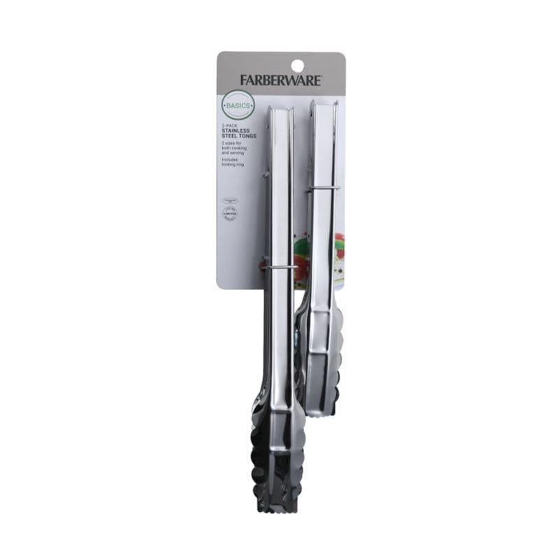 Farberware Silver Stainless Steel Locking Tongs