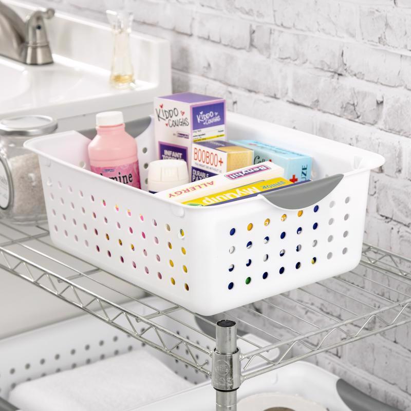 Sterilite 0.9 cu ft White Storage Bin 5 in. H X 10.75 in. W X 13.75 in. D Stackable