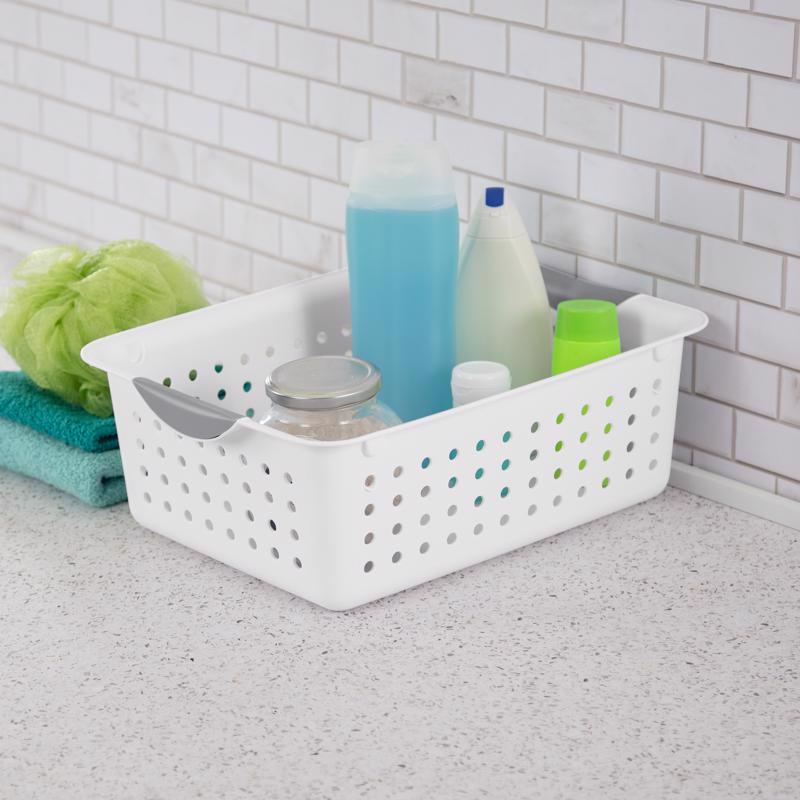 Sterilite 0.9 cu ft White Storage Bin 5 in. H X 10.75 in. W X 13.75 in. D Stackable