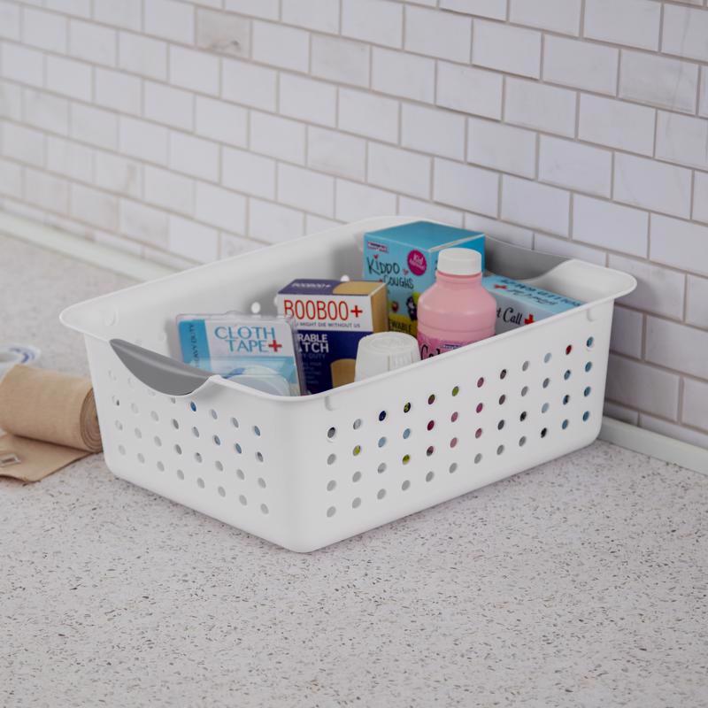Sterilite 0.9 cu ft White Storage Bin 5 in. H X 10.75 in. W X 13.75 in. D Stackable