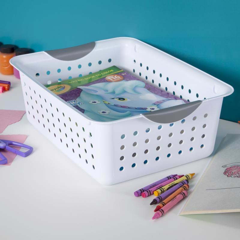 Sterilite 0.9 cu ft White Storage Bin 5 in. H X 10.75 in. W X 13.75 in. D Stackable