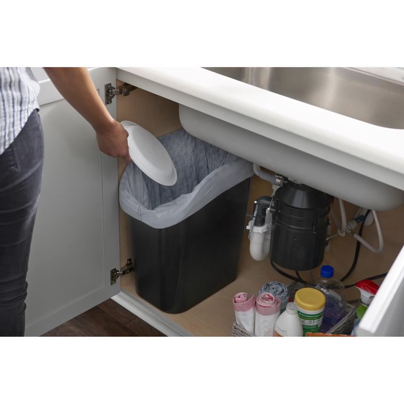 Rubbermaid 9.4 gal Black Resin Under Counter Wastebasket