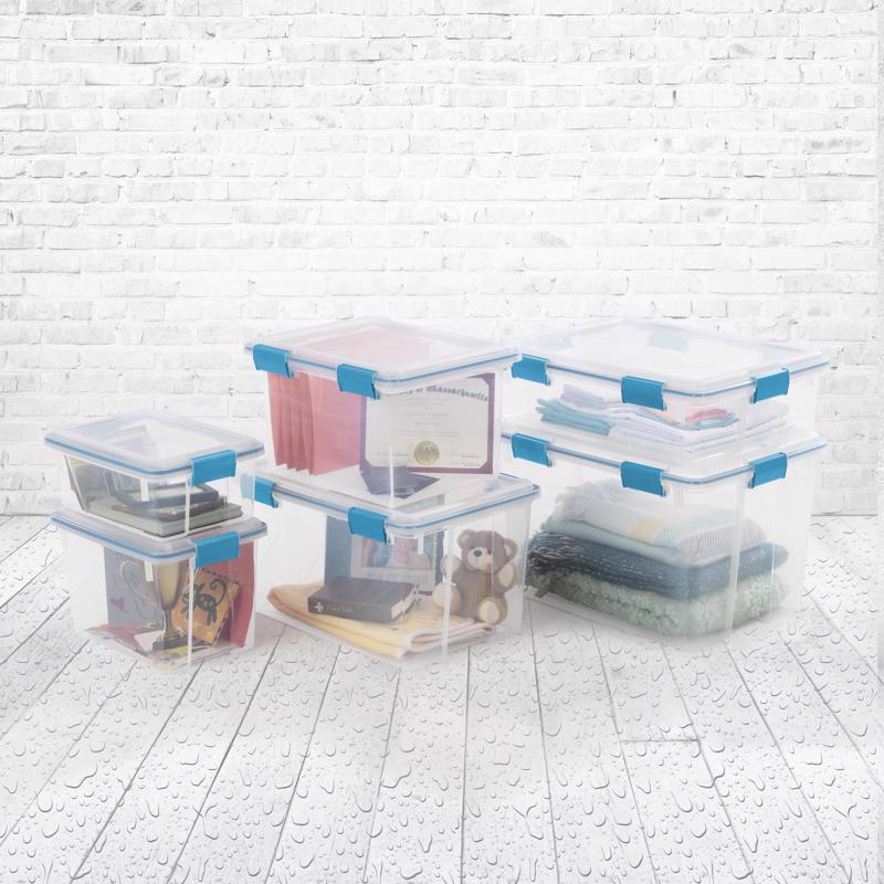 Sterilite 80 qt Blue/Clear Latch Storage Box 15-1/4 in. H X 18 in. W X 24 in. D Stackable