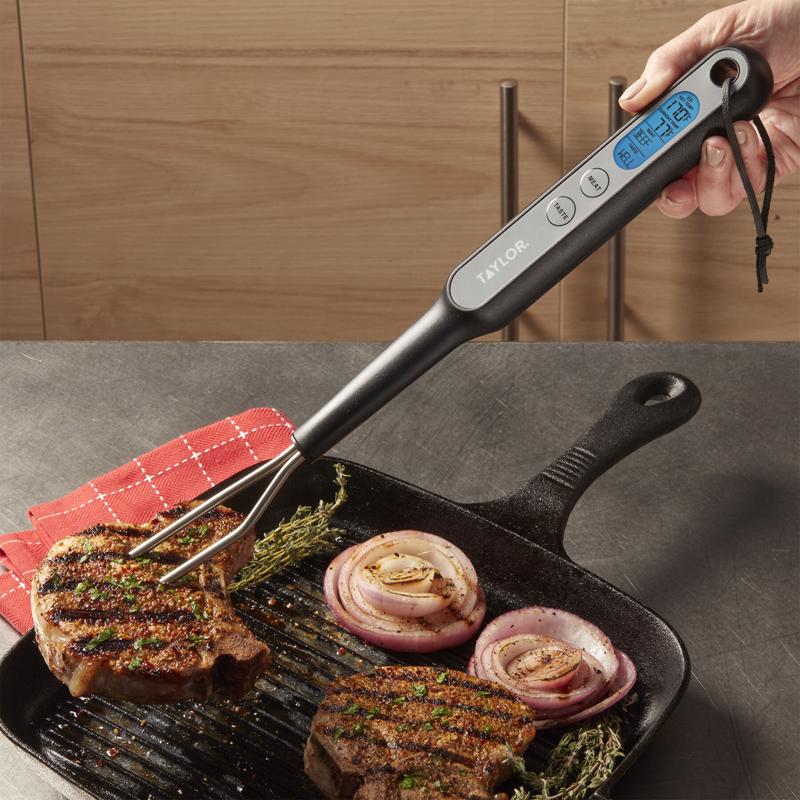 Taylor Black/Silver Plastic/Stainless Steel Digital Fork Thermometer