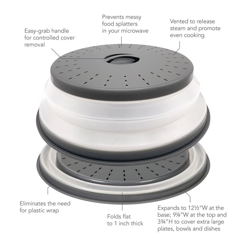 Tovolo Gray/White Plastic Microwave Collapsible Food Cover