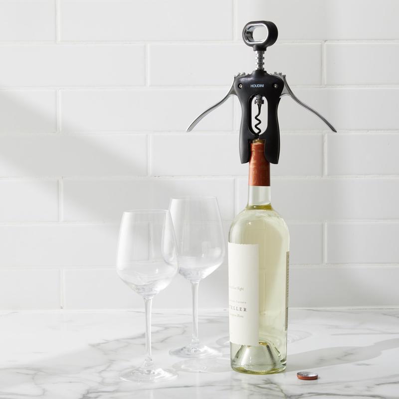 Houdini Black Stainless Steel Wing Corkscrew