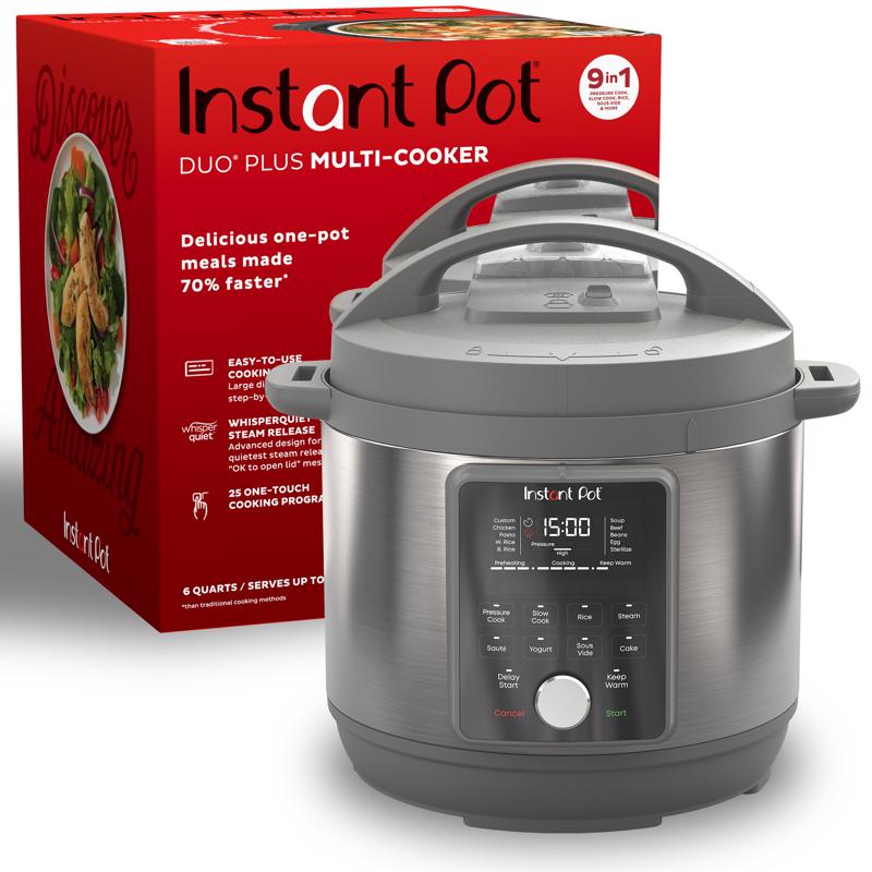 Instant Duo Plus Aluminum/Stainless Steel Digital Pressure Cooker 8 qt Black/Silver