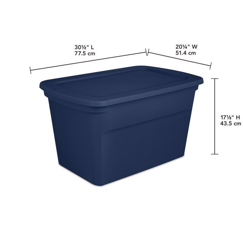 Sterilite 30 gal Blue Storage Tote 17.125 in. H X 20.25 in. W X 30.5 in. D Stackable