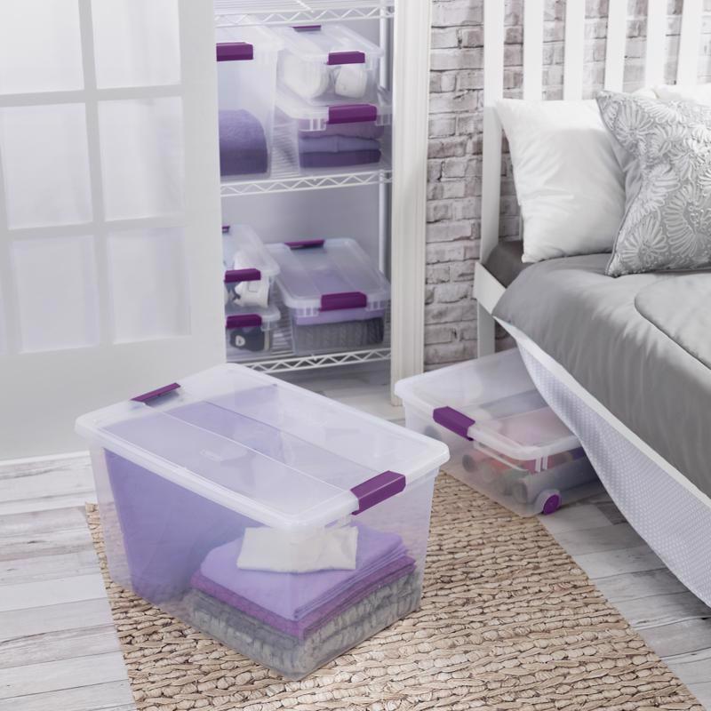 Sterilite 66 qt Clear Latch Storage Box 13.25 in. H X 16.375 in. W X 23.625 in. D Stackable