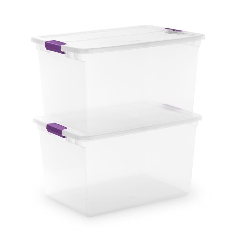 Sterilite 66 qt Clear Latch Storage Box 13.25 in. H X 16.375 in. W X 23.625 in. D Stackable