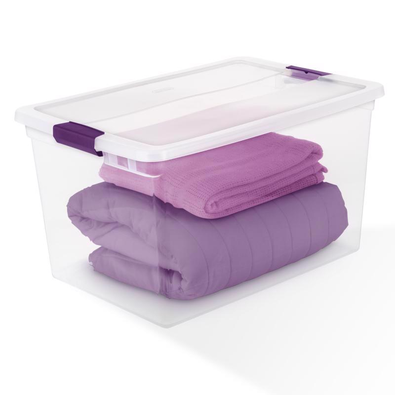 Sterilite 66 qt Clear Latch Storage Box 13.25 in. H X 16.375 in. W X 23.625 in. D Stackable