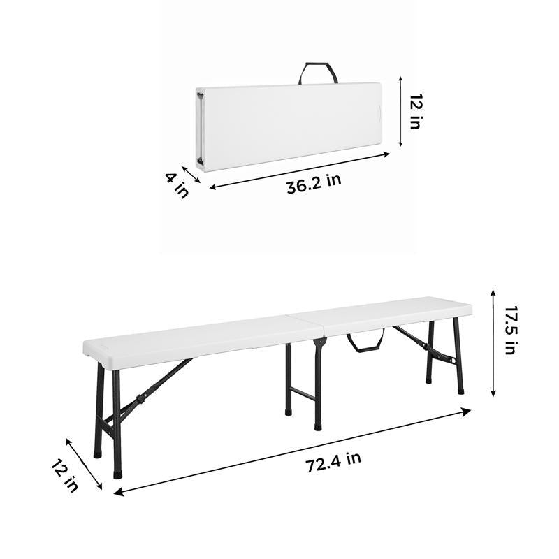 Cosco White Plastic Casual Folding Bench