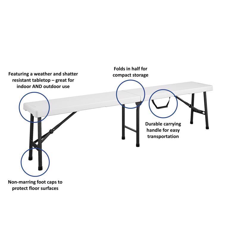 Cosco White Plastic Casual Folding Bench