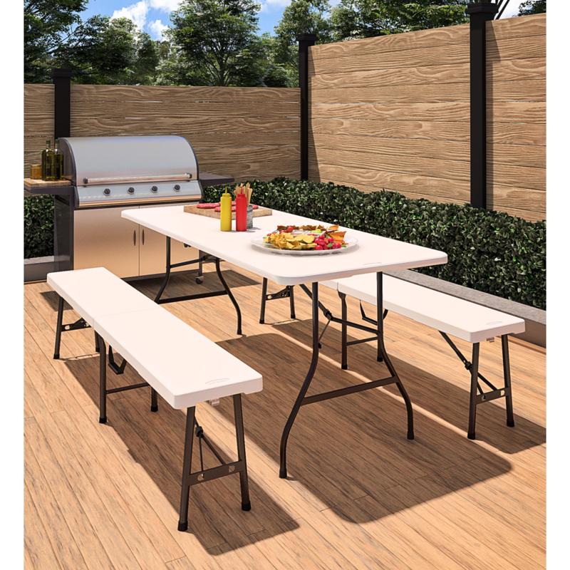 Cosco White Plastic Casual Folding Bench