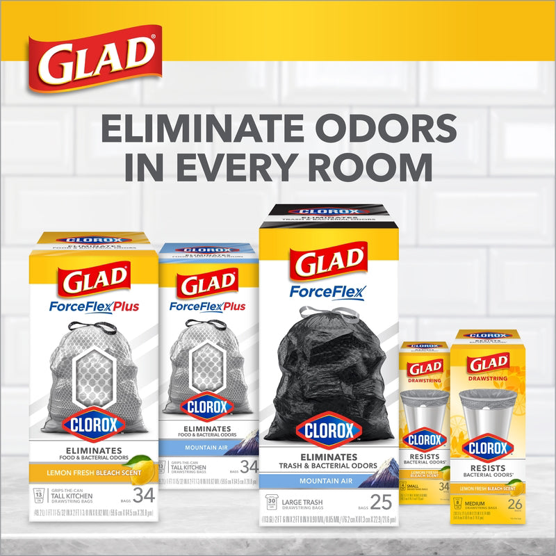 Glad 4 gal Lemon Kitchen Trash Bags Drawstring 34 pk