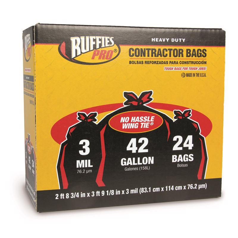 Ruffies 42 gal Contractor Bags Wing Ties 24 pk