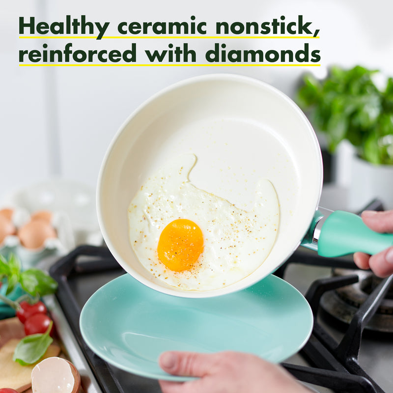 GreenPan Rio Ceramic Coated Aluminum Fry Pan 10 in. Turquoise