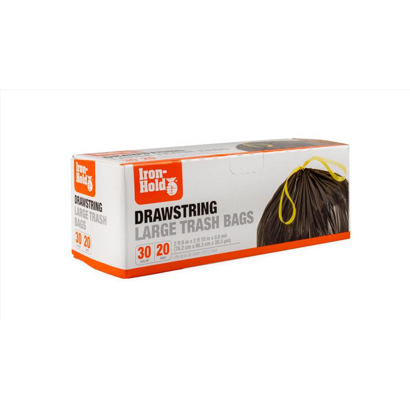 Iron-Hold 30 gal No Scent Trash Bags Drawstring 20 pk
