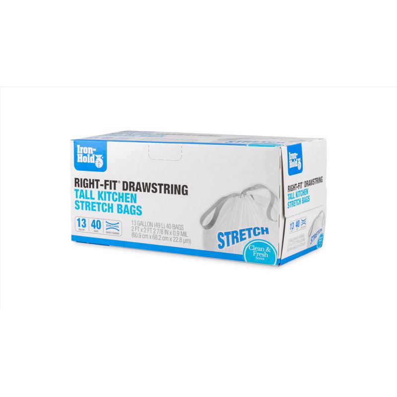 Iron-Hold Right-Fit 13 gal Fresh Tall Kitchen Bags Drawstring 40 pk