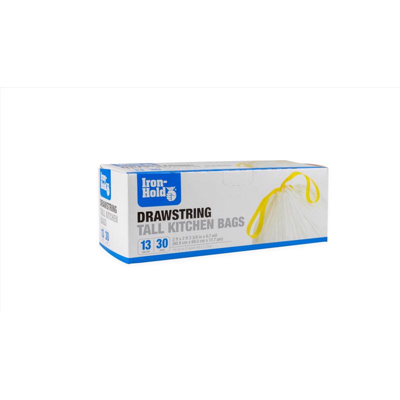 Iron-Hold 13 gal No Scent Tall Kitchen Bags Drawstring 30 pk