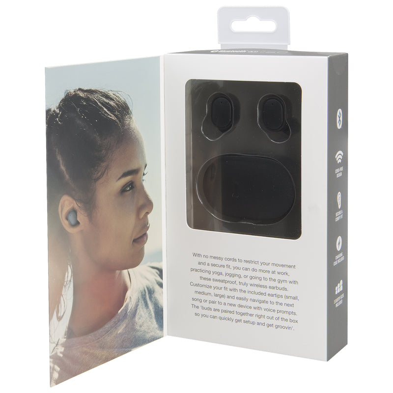 iLive Truly Wireless Bluetooth Sweatproof Earbuds w/Charging Case
